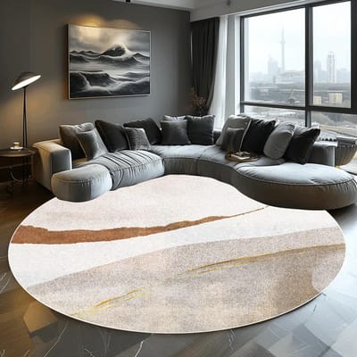 Tapis Rond Abstrait Décoration Salon Maison Moderne Décor Chambre Tapis Balcon Salle de Bain Tapis de Sol Lavable Tapis pour Animaux de Compagnie 60cm 23.6 in