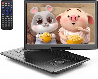 Draagbare DVD-speler - Films kijken - Reizen en entertainment - Groot draaibaar scherm - 155 inch HD - Zwart