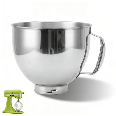 Dailygoods- Mengkom 304 Roestvrij Staal - Vervangingskom voor 4.5QT/5QT - Handvat - 22.5 x 22.5 x 19 cm - Geschikt voor deeg - Lichtgewicht 995 g