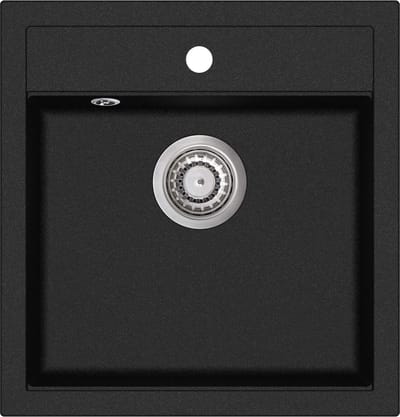 GURARI granieten spoelbak SQT 100-601 W, (1 st), keuken gootsteen, inbouw granieten gootsteen zwart, incl. sifon, 49x51