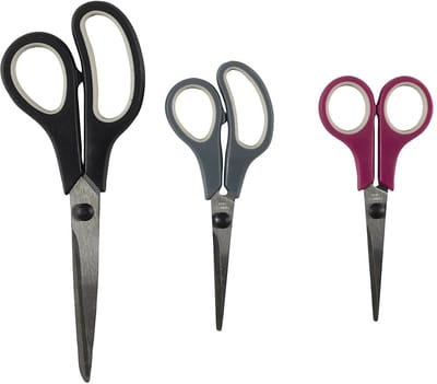 Cook ConceptHuishoud en keuken scharen set van 3x stuks - kleurenmix - 21/17 en 14 cm - rvs metaal/kunststof - voedsel geschikt