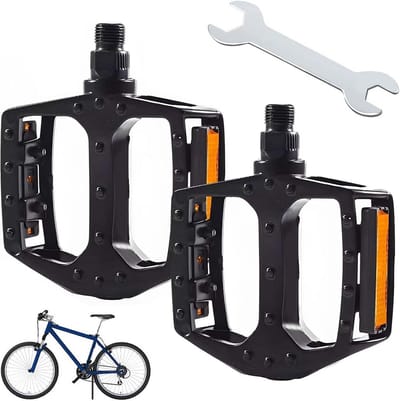 Durable Fiets Pedalen Zwart - Anti-slip Aluminium Fietspedalen met Reflectoren en Montage Sleutel