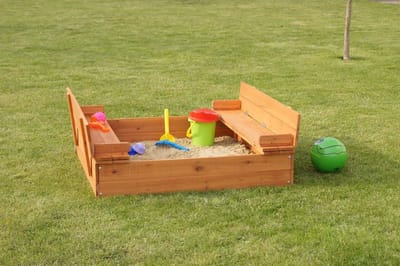 Houten Zandbak met Deksel en Zitjes - Weerbestendig Speelgoed voor Buiten