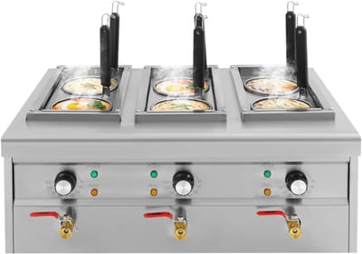 Elektrische Pastakoker - Pastakooktoestel - Professioneel Koken - Zes Manden - 68.5x28.5x54 cm - Zilver