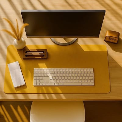 Bureauonderlegger Vilt - Bureau mat - Bureau Beschermen - Gemaakt van Gerecycled PET - 90 x 50 cm - Curry