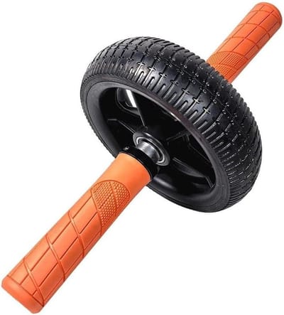 Ab Roller Wiel - Buikspieroefenaar Fitnesswiel - Core Training - Versterkte Stalen Kern - 165 mm wiel - Zwart Oranje