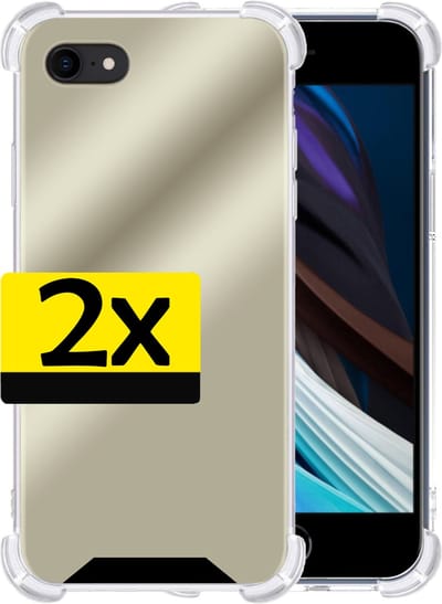 Hoesje - 2 Stuks - Geschikt voor Apple iPhone SE (2022) - Sterk & Shockproof - Siliconen Case - Back Cover - Telefoon Hoes Shock Proof - Telefoonhoesjes - Goud