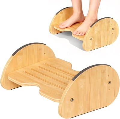 Houten voetensteun - Verstelbare voetenbank - Ergonomisch werken - Duurzaam massief hout - Standaard model - Naturel