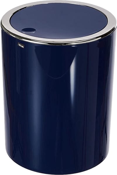 Design cosmetica-emmer bad pedaalemmer met schommeldeksel - 6 liter - ca. 185 x 26 cm - pastel donkerblauw