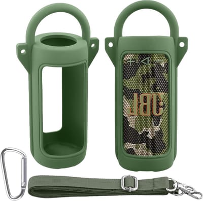 Siliconen Beschermhoes voor Draagbare Bluetooth Speaker met Carabiner en Schouderband, Ultralicht en Duurzaam