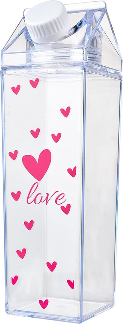 Clayre & Eef Drinkfles 500 ml Transparant Kunststof Hartjes