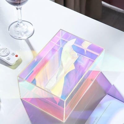 Eenvoudige En Creatieve Acryl Kleurrijke Tissuebox Kantoor Huishouden Theetafel Licht En Luxe Papier Extractie Transparante Opbergdoos