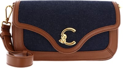 COCCINELLE Leren schoudertas C-Me Handbag Grainy Leather Blue Denim / Cognac donkerblauw