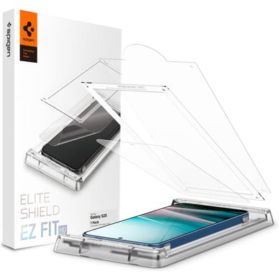 Spigen EliteShield EZ Fit - Screen Protector Geschikt voor Samsung Galaxy S25 - Fingerprint Friendly Tempered Glass met Tray - Gemakkelijke Installatie - 1-Pack