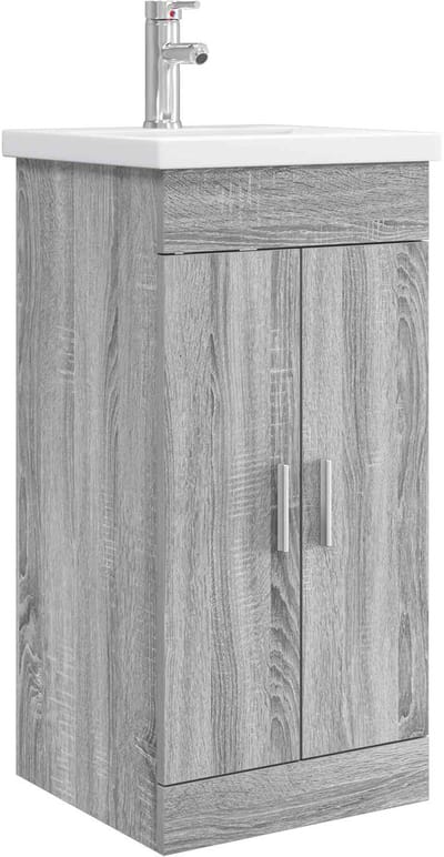 vidaXL - Badkamer - Vanity - met - Wastafel - Grijs - Sonoma - 42 - x - 40 - x - 84,5 - cm