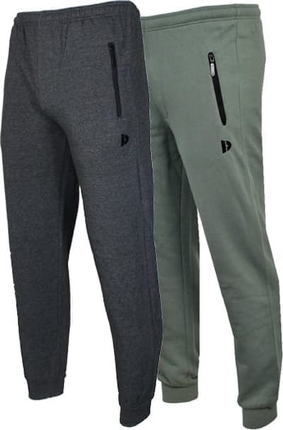 2-Pack Donnay - Joggingbroek met elastiek (Jack) - Sportbroek - Heren - Charcoal-marl/Jungle green (597) - maat XXL