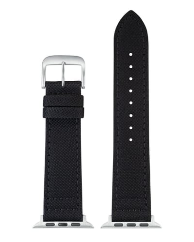 EULIT horlogeband geschikt voor Apple Watch 38/40/41 maat - Serie 1/2/3/4/5/6/7/8/9/10 + SE - canvas Smart - 20 mm - zwart - metalen gesp - incl. adapter
