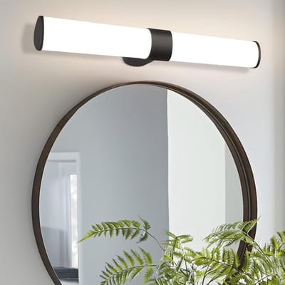 Glitzerlife – LED Spiegellamp Bad – Wandlamp IP44 Waterbestendig – Neutralwit Licht 4000K – 40 cm – Zwart – PC Behuizing – Moderne Badkamerverlichting