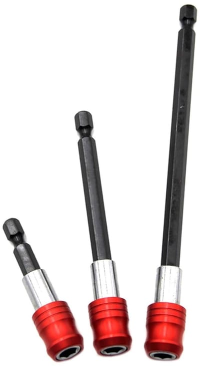 Set van 3 lange bitverlengstukken van 60/100/150mm met snelle release voor accu schroevendraaiers