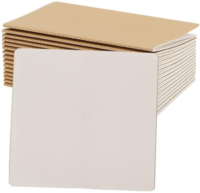 Dailygoods- Notitieboek 16 stuks - Kraft Cover - 21 x 11 cm - 80GSM Papier - Blanco Papier - Draagbaar Dagboek - Reisnotitieboek