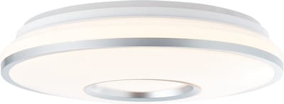Brilliant VISITATION - Wit zilveren Plafonnière - LED plafondlamp Ø39cm, dimbaar 3000/6000K - 24 Watt, Ganglamp Afstandsbediening, Wit/Zilver G97043/58