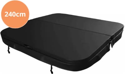 W'eau Luxe Thermische Spa Cover – 240 x 240 cm – Hoge Isolatie Jacuzzi Cover Vierkant (Radius 18cm) – Universeel Zwart
