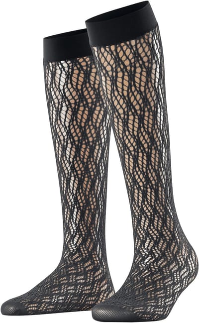 FALKE Pure Shore transparent materiaal transparent Kniekousen dames zwart - maat 39-42