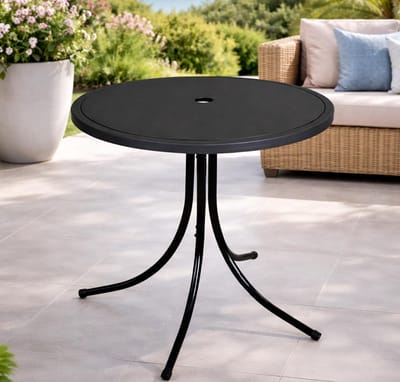 Kindertafel Rond - Speeltafel Buiten - Spelen Knutselen Eten - Met Parasolgat - Ø 50cm Hoogte 48cm - Zwart