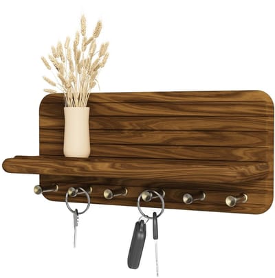 Cosensi- Sleutelhanger met 5 Haken - Sleutelrekje - Sleutellabels - Sleutelhanger Maken - Sleutelkast - Lichtbruin Hout - Sleutelrek