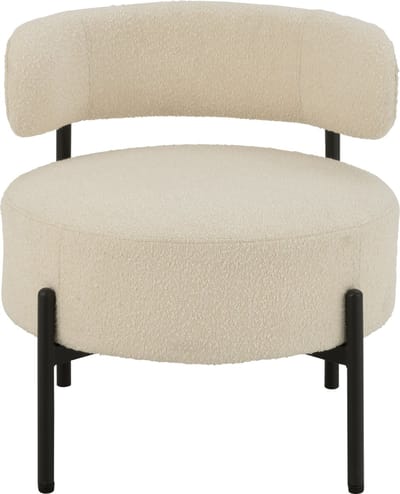 J-Line loungestoel Bouclé - multiplex/polyester - wit/zwart