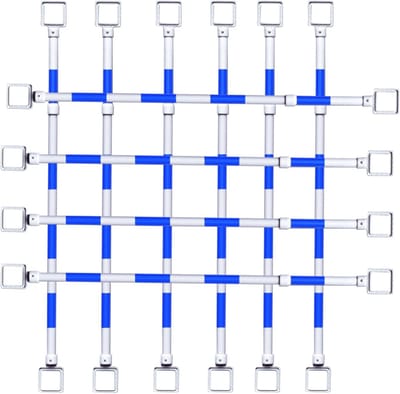 Verbindingsstang Verkeerskegels - Telescopische Stangenset - Zone Afzetten - 360 Graden Zichtbaar - 6-12 Stuks - Blauw Wit