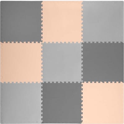 Speelmat Puzzelmat Baby - 180x180 cm - Grijs & Perzik - Foam Mat