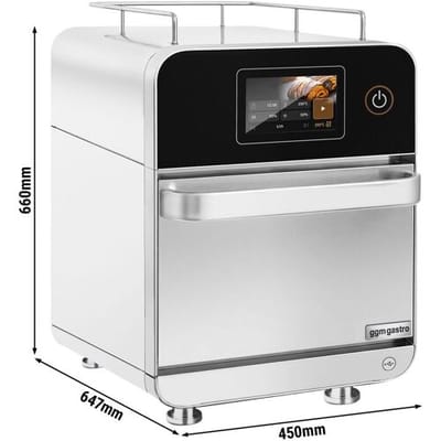 GGM Gastro Speedofen - 3,5 kW - Silber - mit Heißluft & Mikrowellenfunktion - 18 Liter - 7-Zoll-Touchscreen
