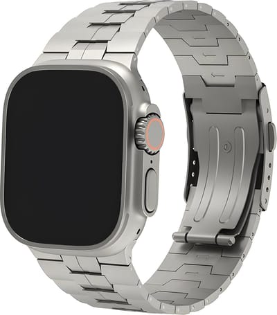 Innerlight® Titanium+ Link - Hoogwaardig Titanium, 22Ti materiaal - 42/44/45/49mm - Titanium band geschikt voor Apple Watch - Titanium Watch Band - Geschikt als Apple watch bandje voor Series 1/2/3/4/5/6/7/8/9/10/11/SE/Ultra/Ultra 2