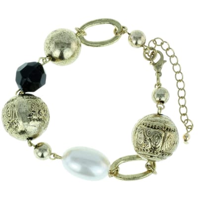 Behave - Goudkleurige armband met parel - Vintage stijlaccent