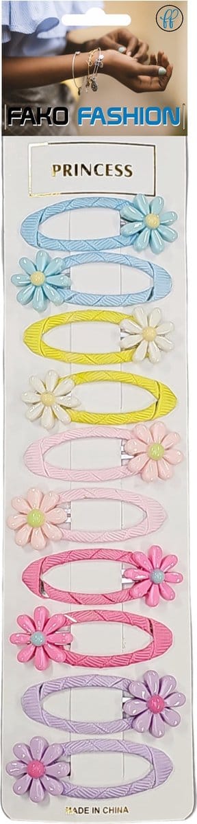 Fako Fashion - 10 Haarspeldjes Op Kaart - Haarclips Voor Meisjes - 10 Stuks - Bloemetjes - Pastel