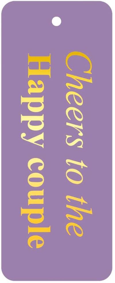 Luxe Cadeaukaartjes “Cheers to the happy couple” Paars met Goudfolie – 20 Stuks – Met Gaatje – Huwelijks Labels