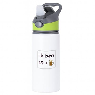 Hacebo® - 50 jaar Sarah en Abraham cadeau waterfles met rietje groen - Verjaardag cadeau - Papa - collega - Grappige tekst - water fles - 650ML