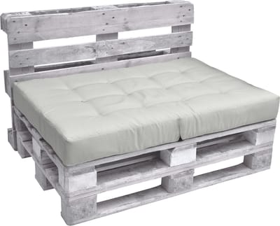 Beautissu Elements – Palletkussen Set – 1x Zitkussen 120x80 cm & 1x Rugkussen 120x40 cm – Licht Grijs