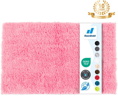 FLOORDIREKT Badmat SKY - Badmat in Vierkant & Rond - Antisliprug - Roze - 50 x 60 cm