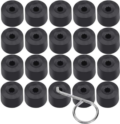 Dailygoods - GUUZI 20 stks 17mm Wiel Moer Cap Bolt Covers Universele Zeshoekige Band Moer Covers Bolt Cover Auto Wiel Caps Zwart met Removal Tool