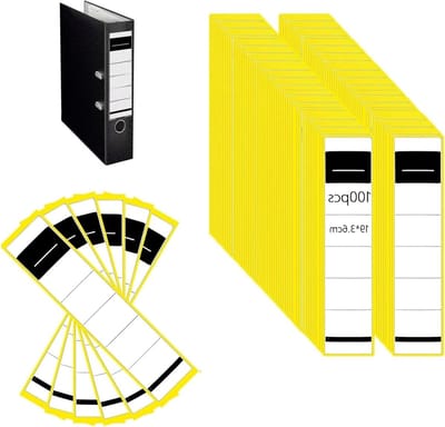 Set van 100 zelfklevende ruglabels voor ordners, wit, smal 3,5 x 19 cm, ideaal voor documentorganisatie en etikettering