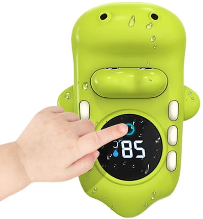 Badtemperatuurmeter Krokodil - Waterthermometer Baby - Veilig Baden - Drijvend LED Display - 12.7 cm Lengte - Groen