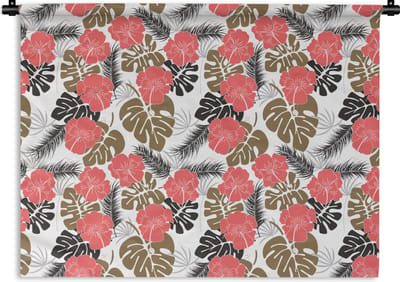 Wandkleed - Wanddoek - Exotische planten - Patronen - Hawaii - 120x90 cm - Wandtapijt
