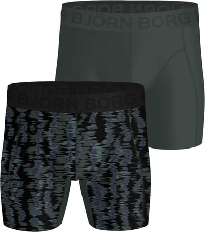 Björn Borg Sports Lightweight Boxers - microfiber heren boxers lange pijpen (2-pack) - groen - print