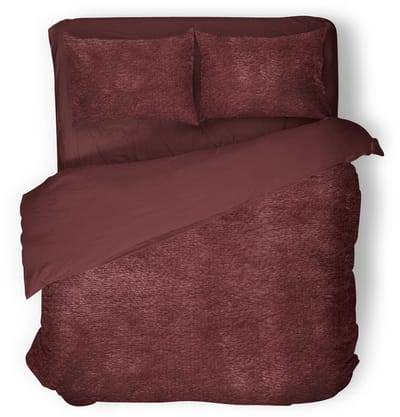 Eleganzzz Dekbedovertrek Flanel Fleece - Bordeaux - Dekbedovertrek 200x200/220cm - 100% flanel fleece - Tweepersoons dekbedovertrekken - 200x220cm - Fluffy Dekbedovertrek - Effen Dekbedovertrek