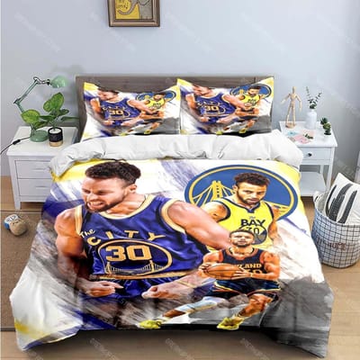 Mode Star de Basket S-Stephen C-Curry Imprimé Ensembles de Literie Ensemble Fournitures de Lit Housse de Couette Ensemble Couette de Lit Ensemble de Literie Cadeau EU Single 135x200cm