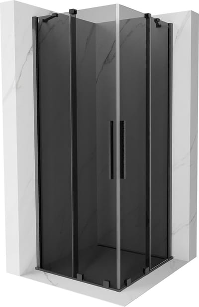 Mexen Velar Duo schuifdouchecabine 80 x 80 , grafiet, geborsteld gun gray - 871-080-080-42-66