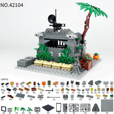 Hoge Kwaliteit Jungle Hoge Kwaliteit Buitenpost Leger stijl Hoge Kwaliteit Bunker Hoge Kwaliteit Gebouw Hoge Kwaliteit Blokken Verzameling set Hoge Kwaliteit Palm