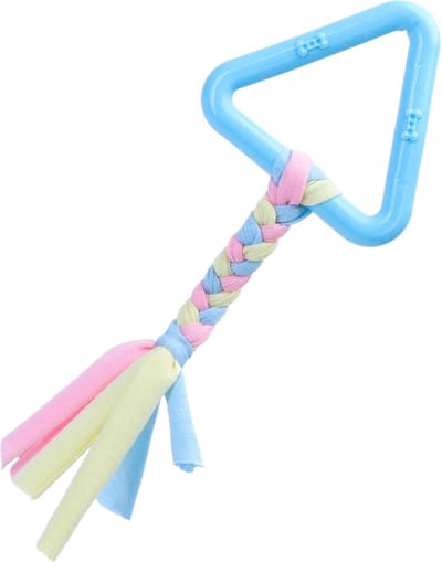Nobleza Puppy Kauwspeelgoed - Hondenspeeltje met Flostouw - Rubber Bijtspeeltje voor Puppy - Driehoek - Groen